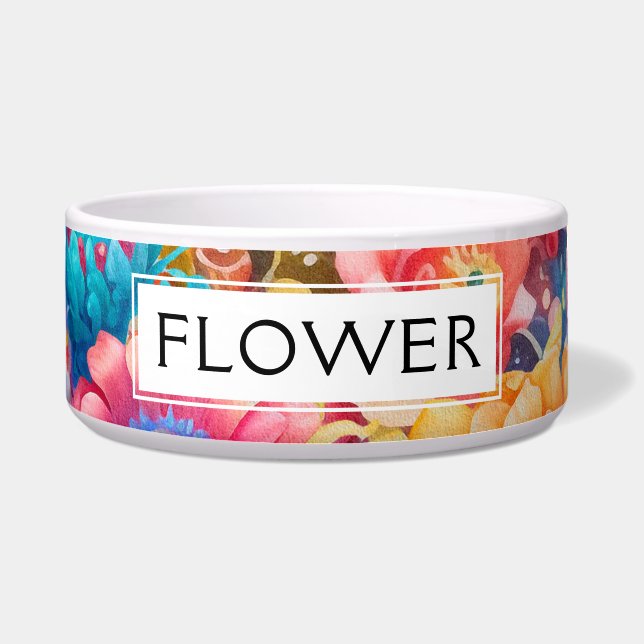 Flower Bouquet Orange & Blue Boho Bowl (Front)