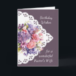 Flower Bouquet Pastor's Wife Birthday Card<br><div class="desc">Vintage Flower Bouquet for your Pastor's Wife Birthday  inside verse includes May you be showered with God's love and joy on your special day and every day</div>