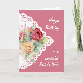 Flower Bouquet Pastor's Wife Birthday Card by countrymousestudio at Zazzle