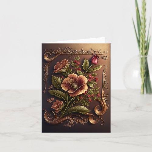 Flower Bouquet Plaque Design For Your Valentines S Holiday Card