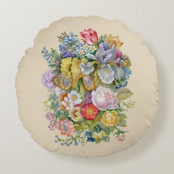 Flower Bouquet Round Pillow by FantasyPillows at Zazzle