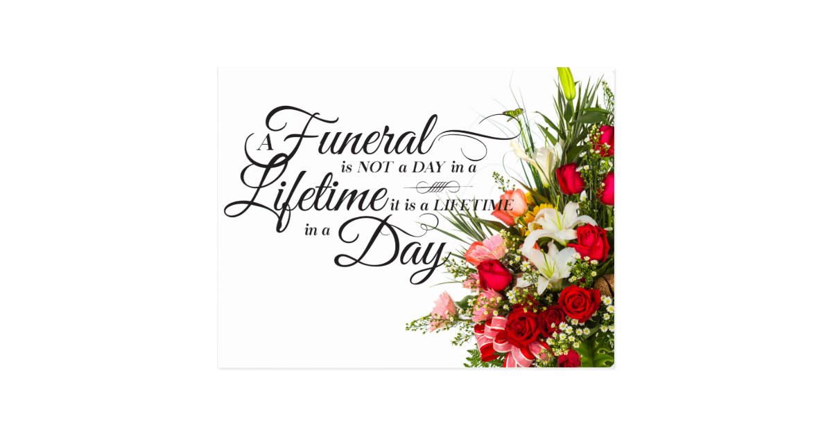 Flower bouquet script  sympathy  quote for funeral  postcard 