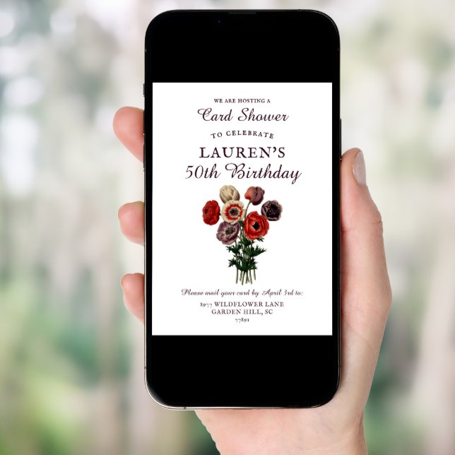 Flower Bouquet Shower by Mail 50th Birthday Invitation (Front Digital)