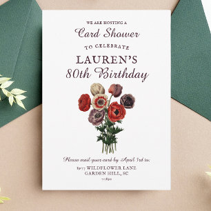 Flower Bouquet Shower by Mail 80th Birthday Invitation