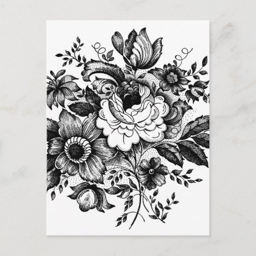 Flower Bouquet Silhouette Postcard