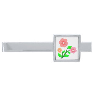 FLOWER BOUQUET SILVER FINISH TIE BAR