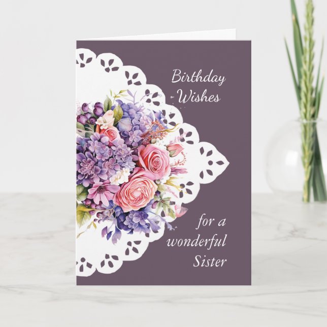  Flower Bouquet Sister  Birthday Card (Front)