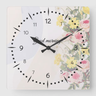 flower bouquet square wall clock