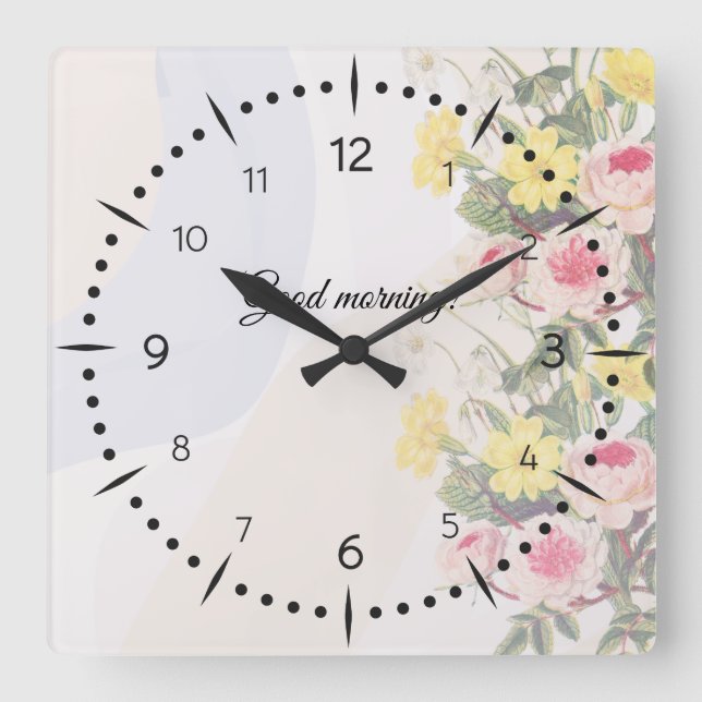 flower bouquet  square wall clock (Front)