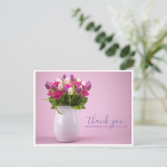 Flower Bouquet Thank You Baby Shower Postcard | Zazzle
