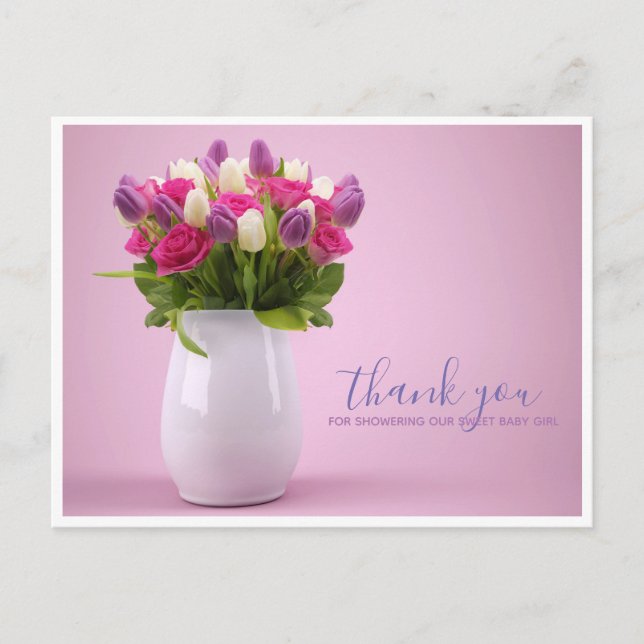 Flower Bouquet Thank You Baby Shower Postcard (Front)