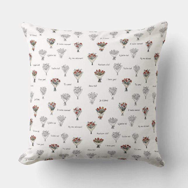 Flower Bouquet Throw Pillow: Perfect for Any Room Pillow (Front)