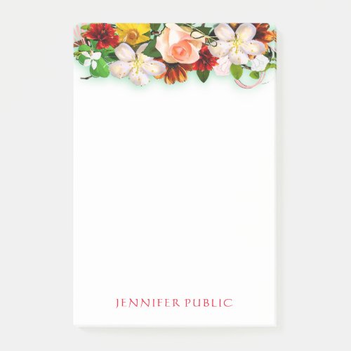 Flower Bouquet Watercolor Floral Template Stylish Post_it Notes