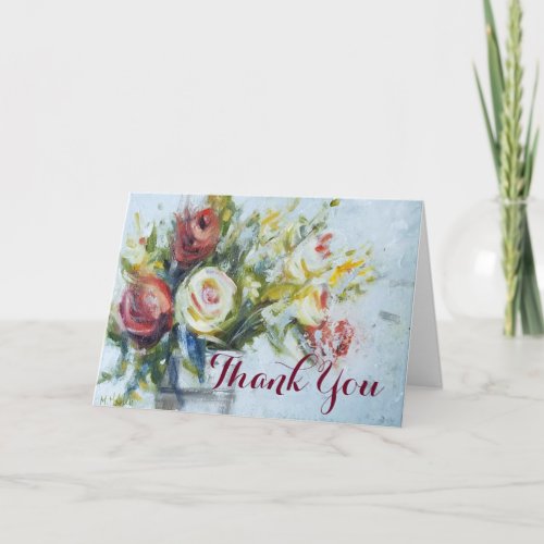 Flower Bouquet Watercolor Pretty Floral Thank You Card