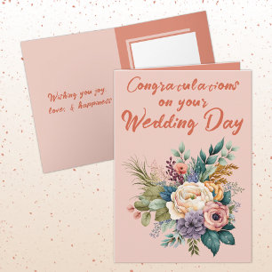 Flower Bouquet Wedding Congratulations orange Card