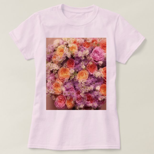 Flower Bouquet Women's Pink T-Shirt (Design Front)