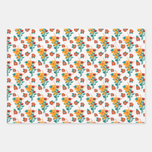Flower-Bouquet Wrapping Paper Sheets