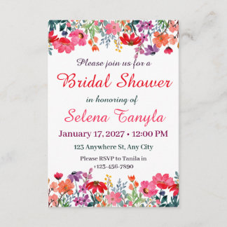  Flower Bridal Shower Invitation Card