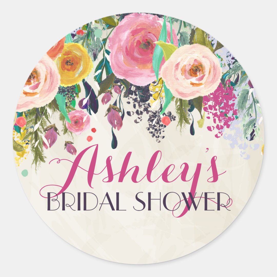 Flower Bridal Shower Sticker Zazzle