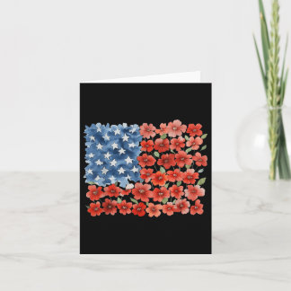 Flower Brushstroke America Flag 4th Of July Floral Card