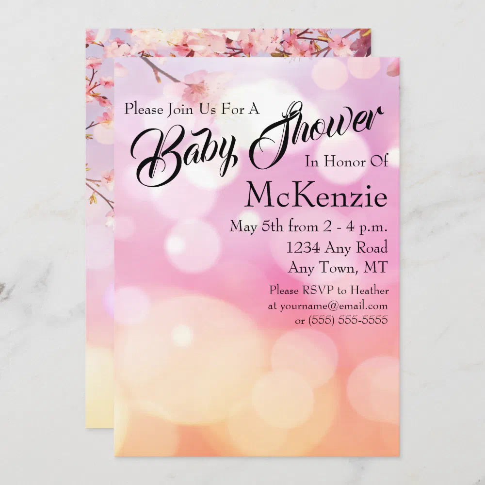 Flower Bud Bokeh Baby Shower Invitation