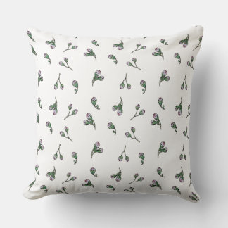 Flower bud - Pink and green - Flower floral motif Throw Pillow