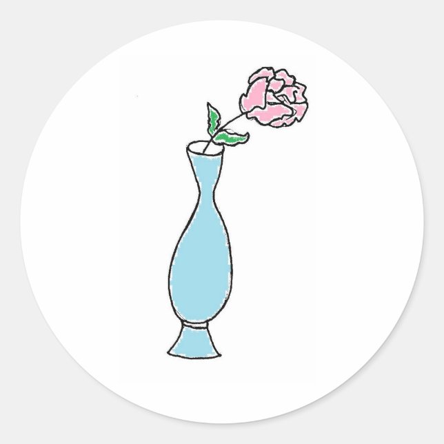 Flower Bud Vase Decorative Drawing Classic Round Sticker (Front)