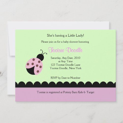 Flower Bug Lady Bug Baby Shower Invitation