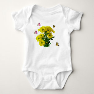Flower bunch with butterflies  baby bodysuit