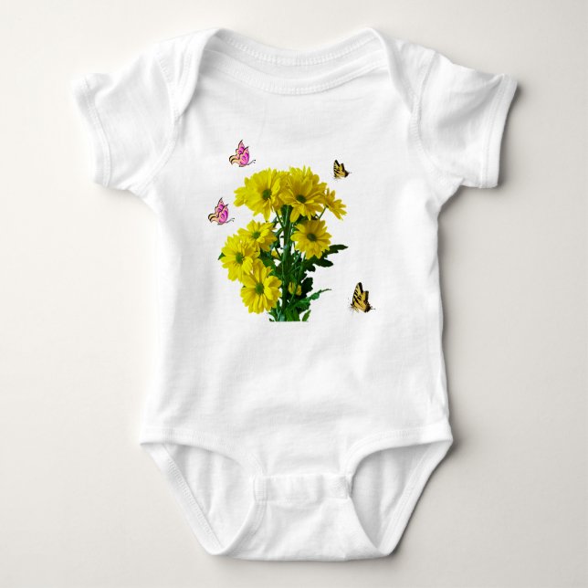 Flower bunch with butterflies  baby bodysuit (Front)