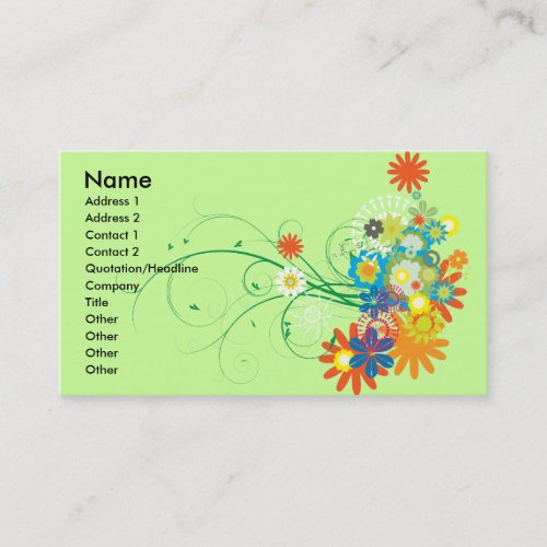 flower bunches of swirls vector business card templates