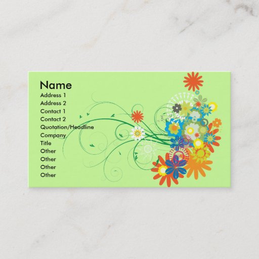 Customizable flower bunches of swirls vector business card templates