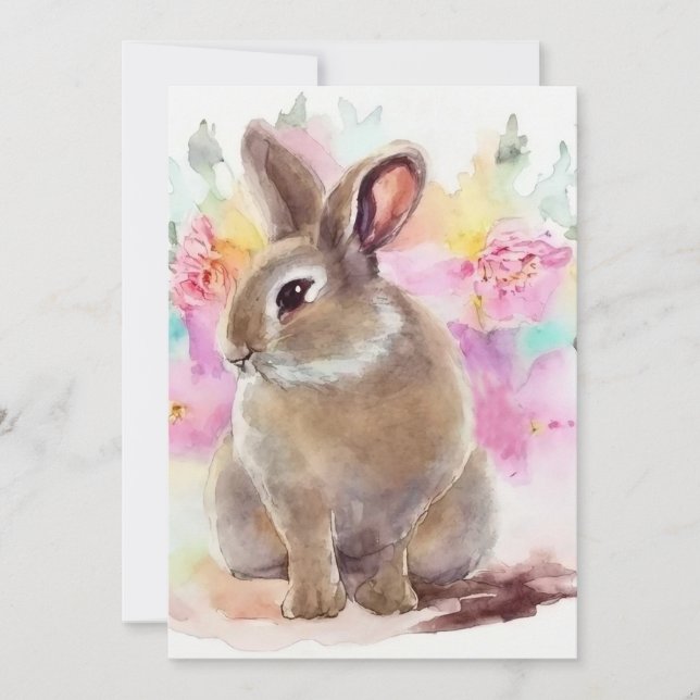 Flower Bunny Holiday Card (Front)