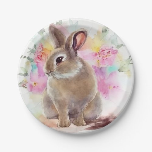 Flower Bunny Paper Plates
