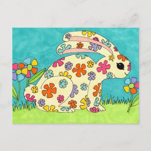 Flower Bunny Postcard