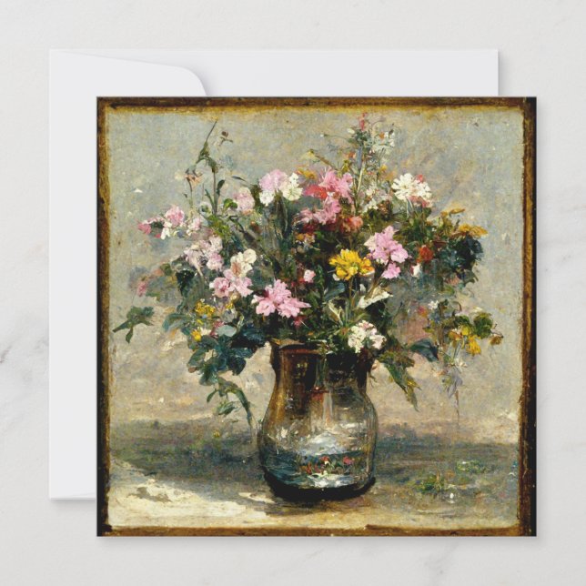 Flower Buque Oil Painting Still Life Invitation (Front)