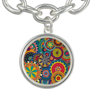 Flower Bursts Pinwheels Charm Bracelet