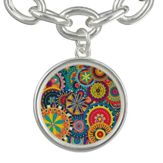 Flower Bursts Pinwheels Charm Bracelet