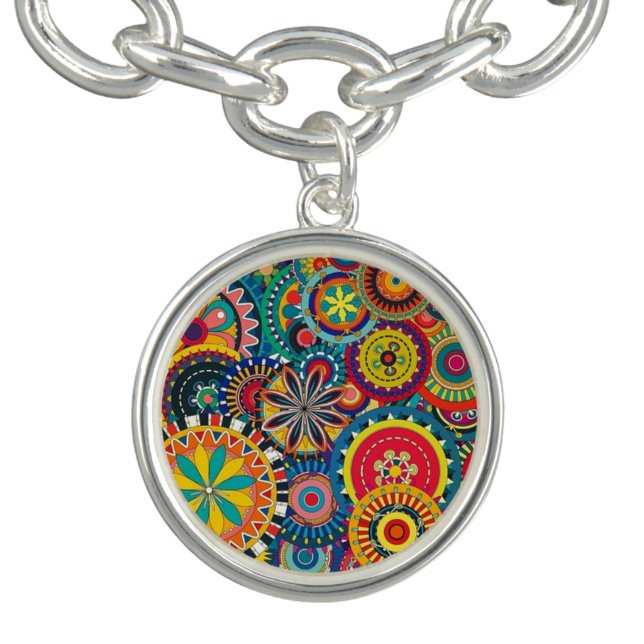 Flower Bursts Pinwheels Charm Bracelet (Design)