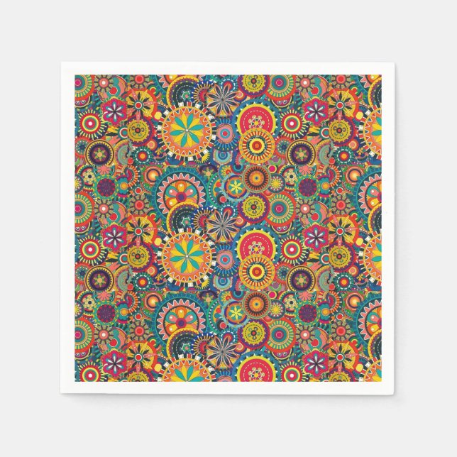 Flower Bursts Pinwheels Paper Napkins (Front)