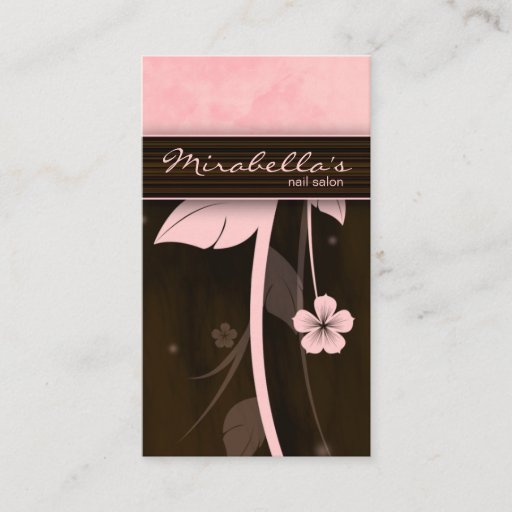 Customizable Flower Business Card Pink Chocolate Brown