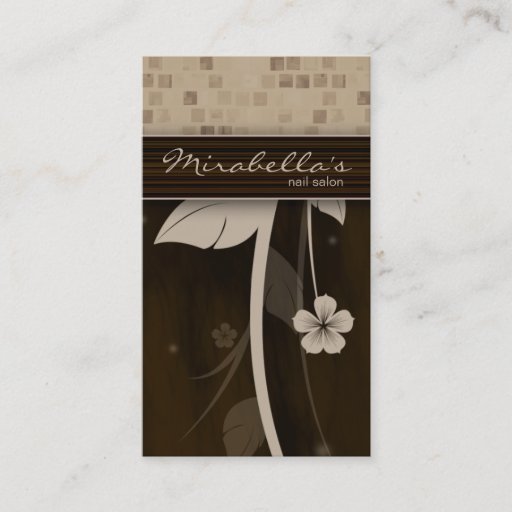 Customizable Flower Business Card Square Beige Brown
