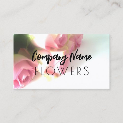 Flower business card template with pink rose photo