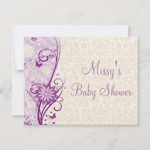 Flower &amp; Butterfly Baby Shower Invitation