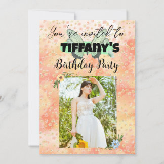 Flower & Butterfly birthday Invitation