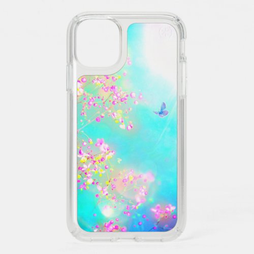 Flower butterfly floral spring pink blue pretty speck iPhone 11 case
