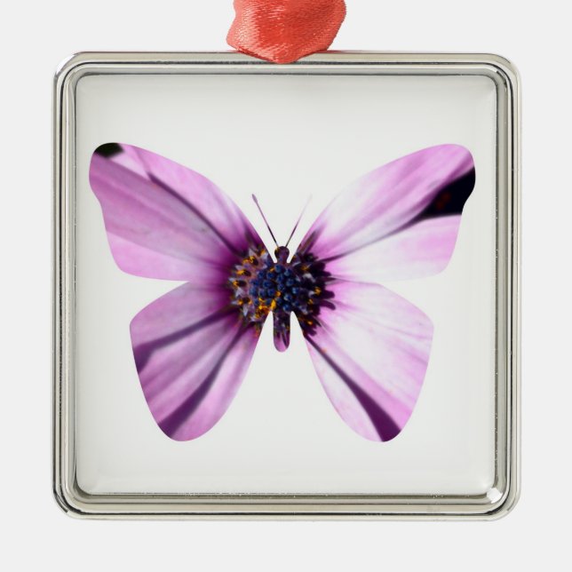 Flower Butterfly Metal Ornament (Front)