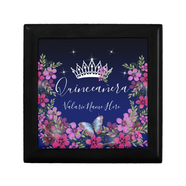 Flower butterfly Quinceanera Gift Box (Front)