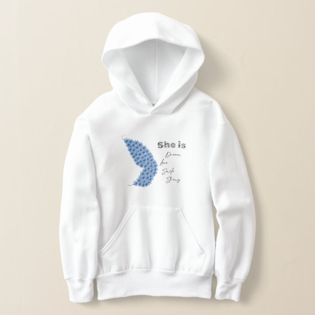 Flower Butterfly She Is Dream Love Smile Strong  Hoodie (Laydown)