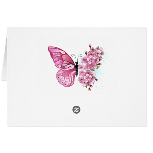 Flower Butterfly with Pink Sakura (Back Horizontal)